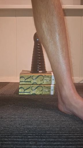 Hot twink gay stretching his ass with a huge piramide toy