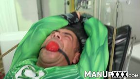 Hot and kinky jock receives drilling and a mouth gag