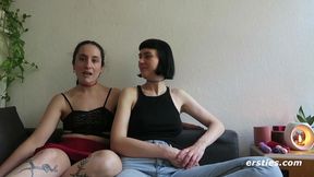 German tattooed amateur Lesbians from Berlin go hardcore and kiss in POV