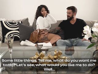 Exotic stunner Venus Afrodita shows her divine charms to a tattooed sex god