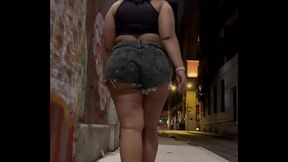 Puerto Rican Boricua Mami Faux Candid Thick Legs And Natural Fat Ass Worship ASMR Slow Motion High Heels Short Shorts