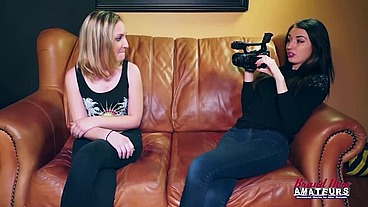 Horny Blonde Ryann Fingers And Tongue Fucks Skinny Brunette Olyssia!