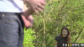 Hard fucking in the woods with Misha's tight ass