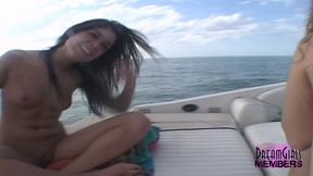 Double dildo attempt on a moving boat