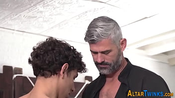 Shy altarboy riding priests cock