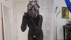 Nylon Zentai Catsuit and Gasmask Hot Encasement