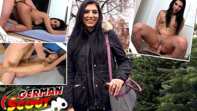 German Scout: Black-haired beauty Kristal Amore picked up for casting fuck