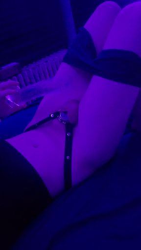 Slim amateur girl in chastity belt plays with herself