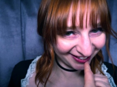 Petite amateur redheaded teen pisses and sucks cock