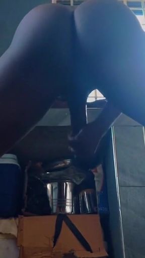 House Boy Maid Jerking off to Millionaire Madam Being Pounded and Rimmed by Her Coworker