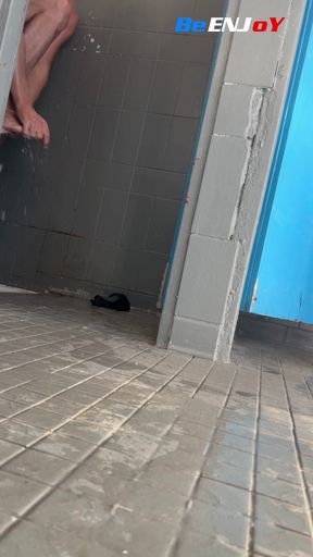 BeENJoY- Naked in the men's collective changing rooms of the pool with another man, the lady at the reception rinses her eyes