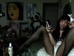 Amateur teen strips and jerks cock