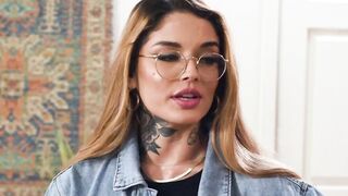 DEVILS SCENE - Hot Tattooed Babes Payton Preslee And Vanessa Vega Boned Together With A Strap-On