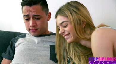 Petite blonde Molly Little teases in a short skirt before taking rough sex from behind