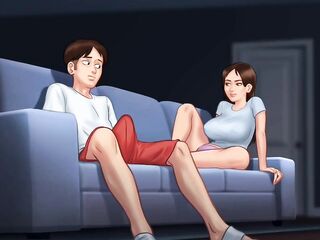 Debbie gives Anon's giant monster shlong a surprise footjob - summertime saga gameplay