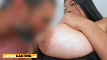 MASSIVE TITS Latina Amateur Casting Close Up Cumshot After Rough Fuck