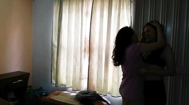 Waiting for a package I got a horny latina lesbian threesome