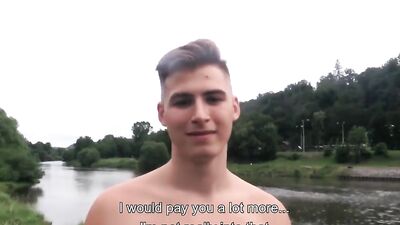 Czech straight dude agrees to suck a dick for some cash