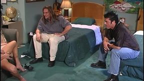 sexy sondra hall gives a double blowjob in threesome
