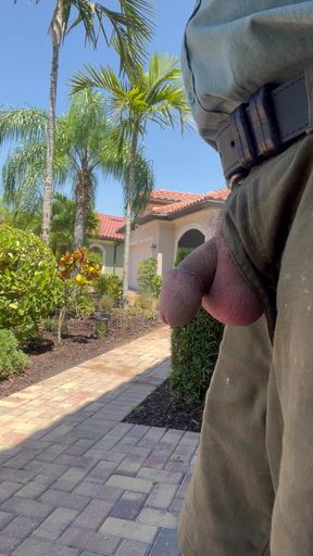 A Bit Of Small Cock Play In The Driveway