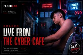 KRAKEN LIVE FROM THE CYBER CAFÉ : Tatted Pinoy Twink Strokes Thick Dick