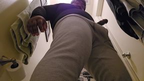 Black Stepdaddy Nuts in Bathroom After Work