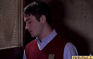 Priest instructs twink to stick his cock through a hole
