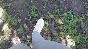 hot pee wet yoga pants in public garden