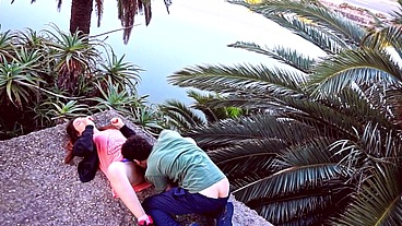 4K Real outdoor sex young couple fucking in the park