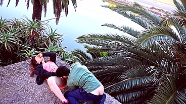 4K Real outdoor sex young couple fucking in the park