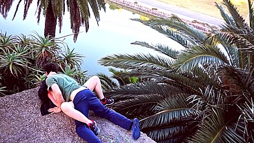 4K Real outdoor sex young couple fucking in the park