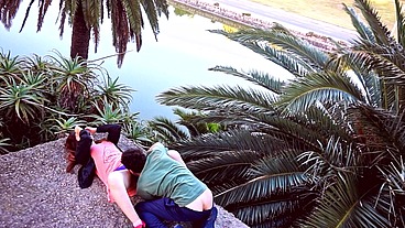 4K Real outdoor sex young couple fucking in the park