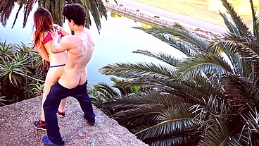 4K Real outdoor sex young couple fucking in the park
