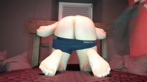 Dominatrix Nika spanks her slave's bare ass. Spanking.