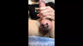 Piercing my balls and blowing a huge thick load