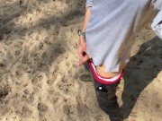 Horny guy pulls out cock and jerks off