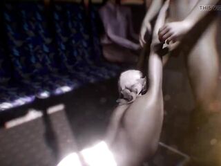 Hot Gyaru Cutie in a Three-some in the Bus