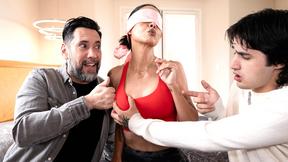 ”Stepson & step dad Double penetration mature step mom after a blindfolded massage”