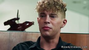 Stepbrother anal fucks young gay on the sofa
