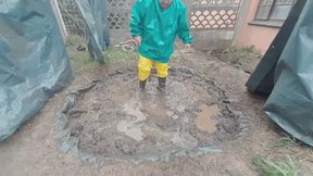 PVC Rainwear and Wellies in the Mud