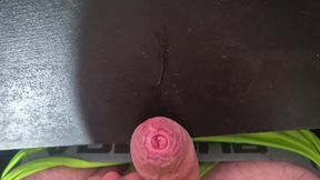 Close-Up Wet Stroking With Tight Uncut Foreskin and Heavy Precum Dripping