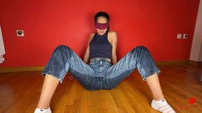 first jeans wetting tease by cute asian girl - luna wets the floor & crawls all over it – naughty amateur pee tease with a soaked tight ass - buy my video & make me do more hot pee play!