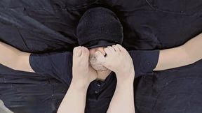 Nose pinching with stinky feet