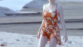 Tigra: Sensational Striptease of Pretty Blonde Tigra Undressing by the Sea and Ends Totally Naked