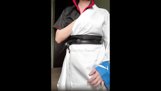 Gintoki costume play wanking + nip have fun [Part 1]