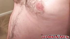 ”Sexy jock masturbates his shaft & sprays cum after interview”