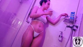 full body oiled boobs wet and messy ass pussy in the shower
