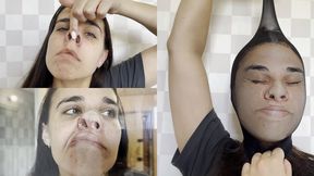 Mary plays with her nose and makes pig nose