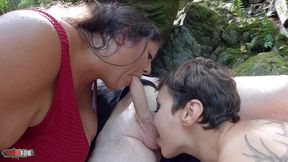 fishing trip on the river that turns into a dirty threesome with two very slutty french girls