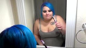 Brushing Teeth In Mirror - Kyra Hellfire